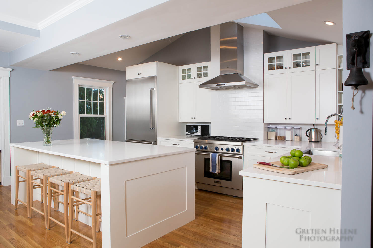 This white kitchen is light and airy.