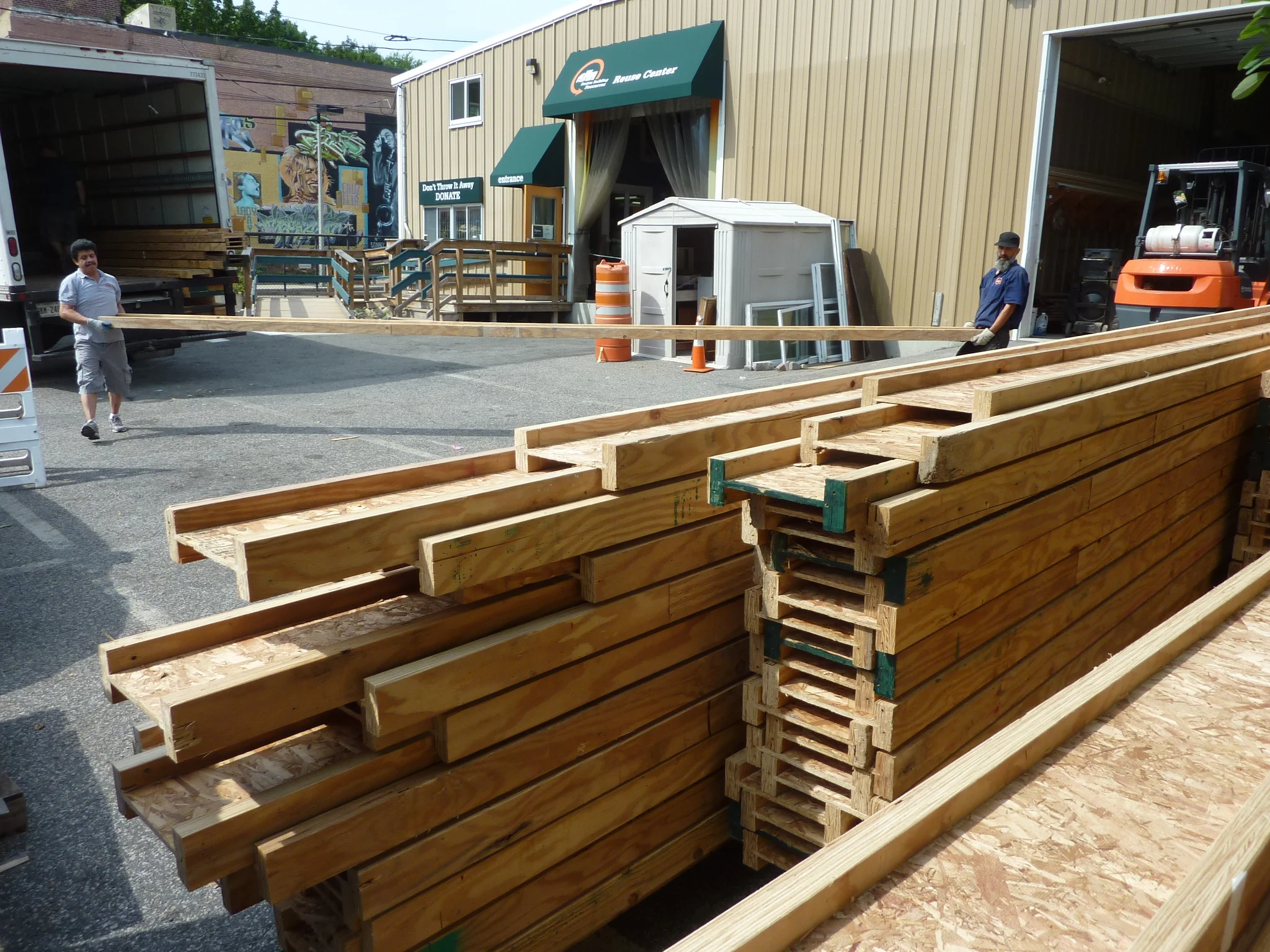 Materials from a dismantled movie set were donated to the Reuse Center at BBR.