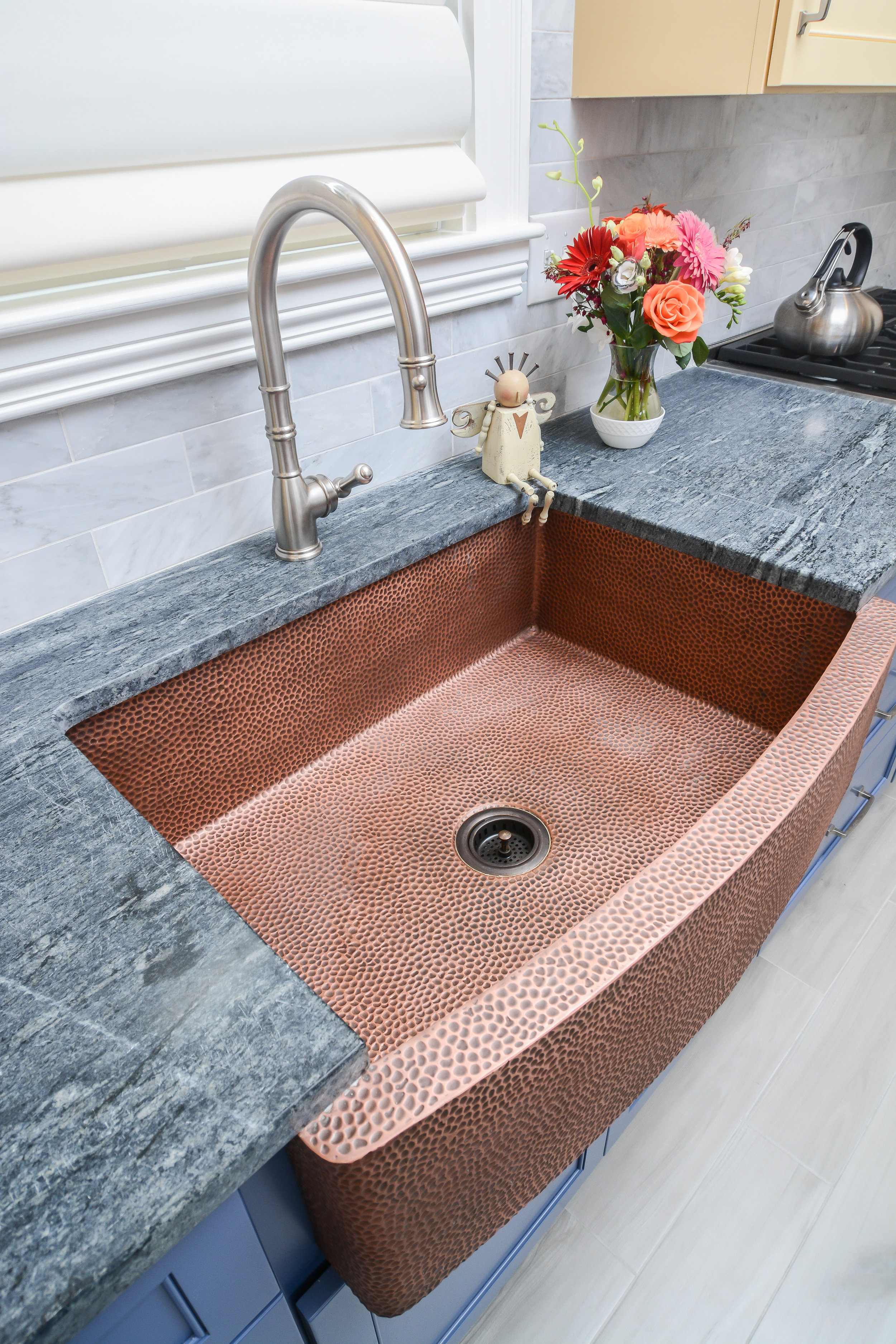 Copper sink will patina over time