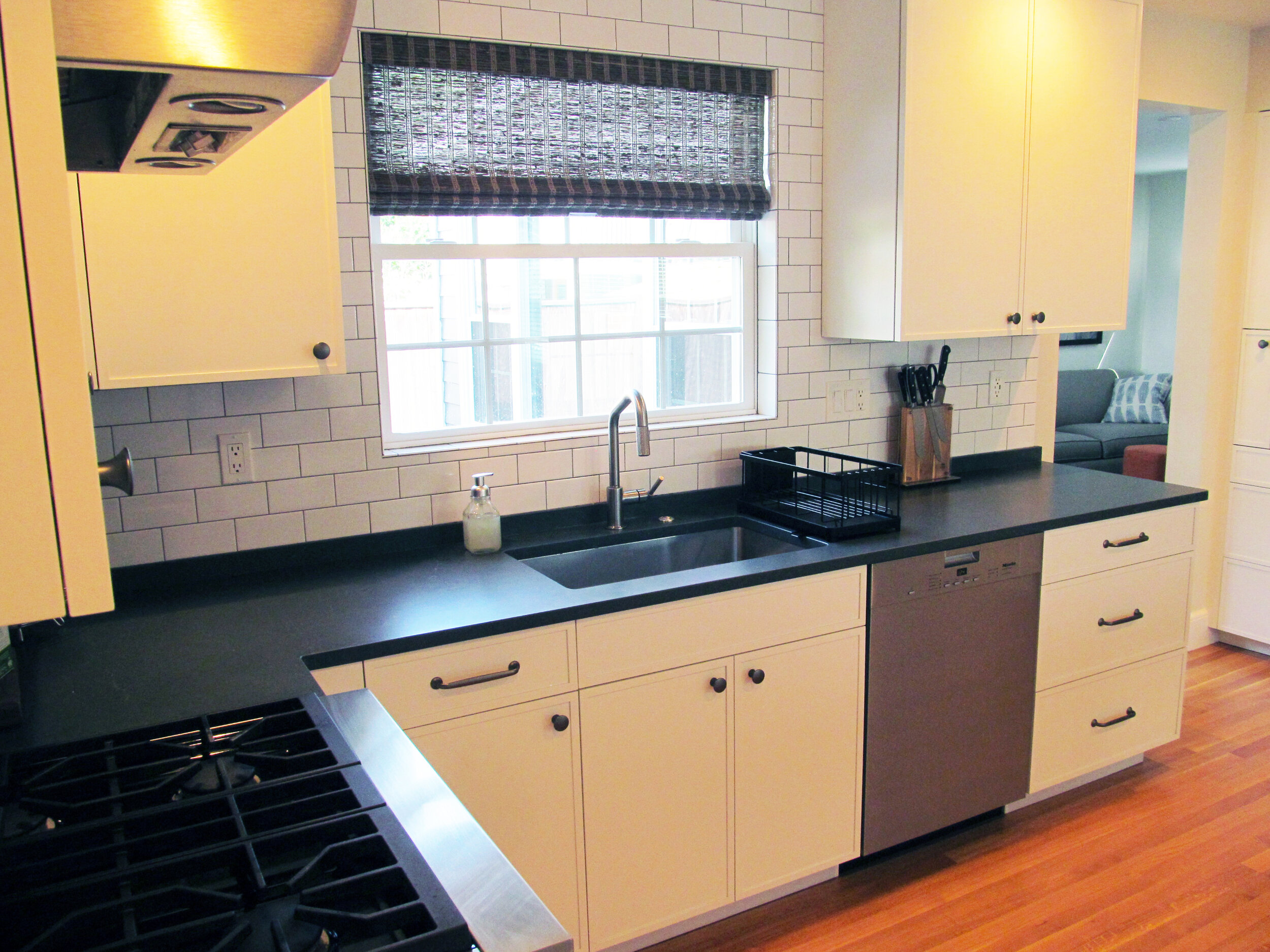 Counters are Silestone Charcoal Soapstone with a suede finish.