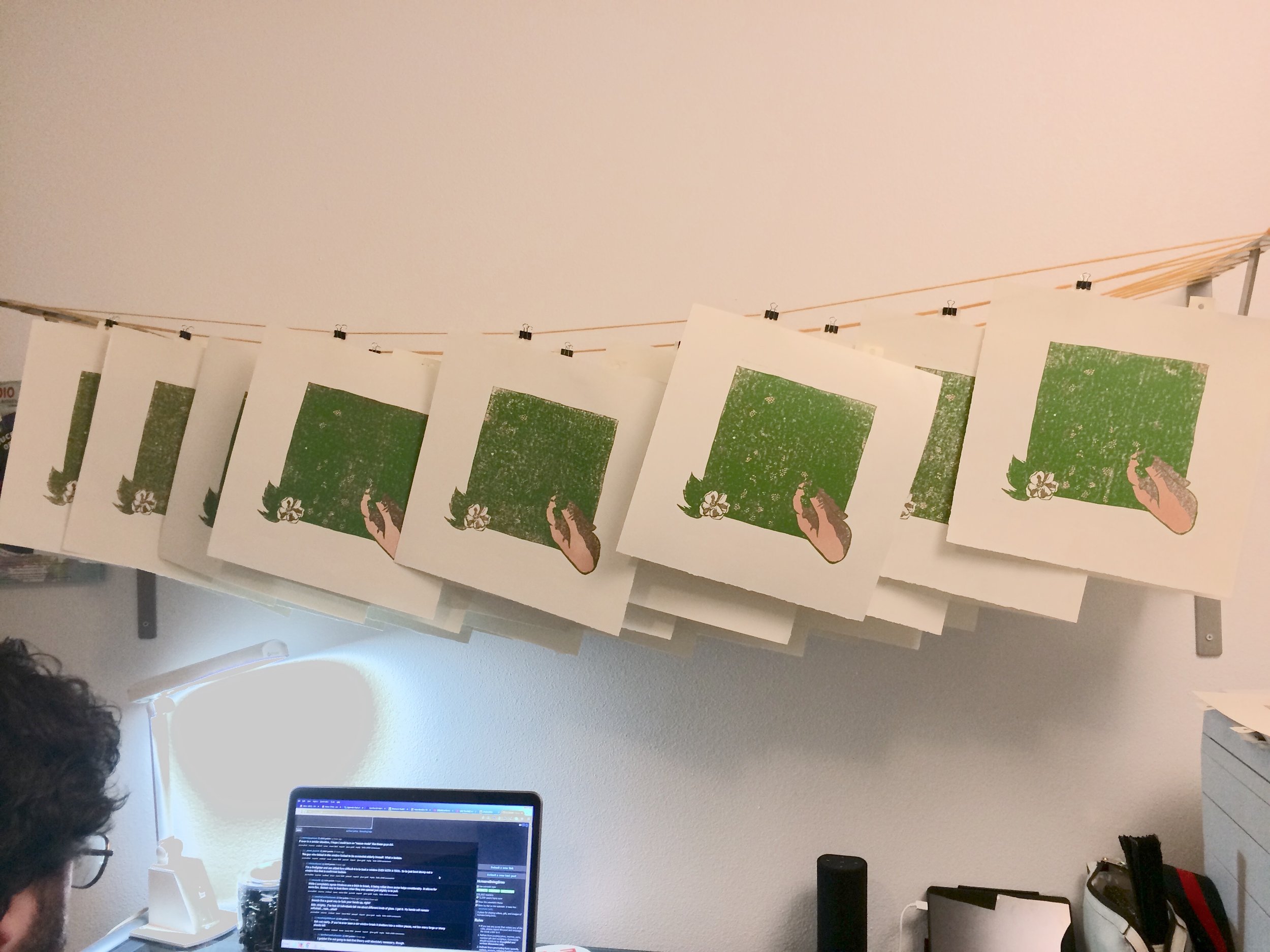 Printing for layer 3 is light green, and it reveals the hand shape. Husband in the picture as a bonus. 