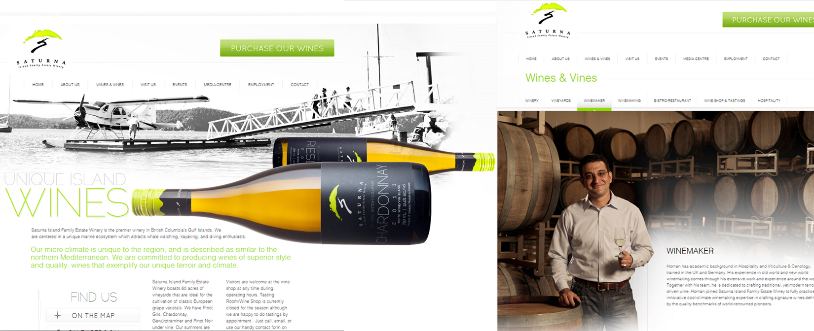From product, to portrait - a cohesive, elegant look for Saturna Island Winery.