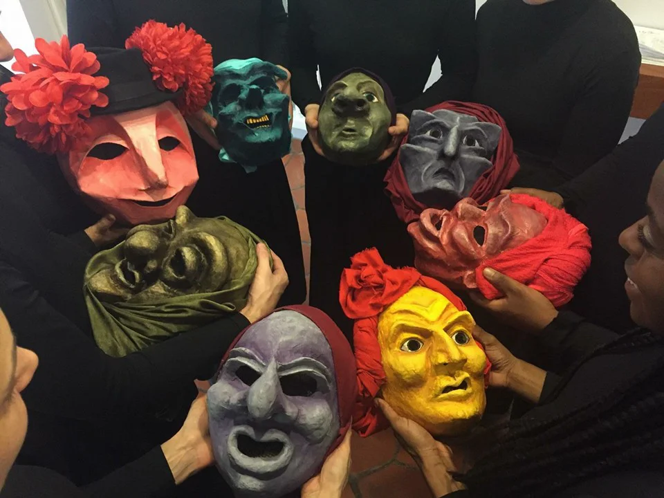 Group masks after being painted