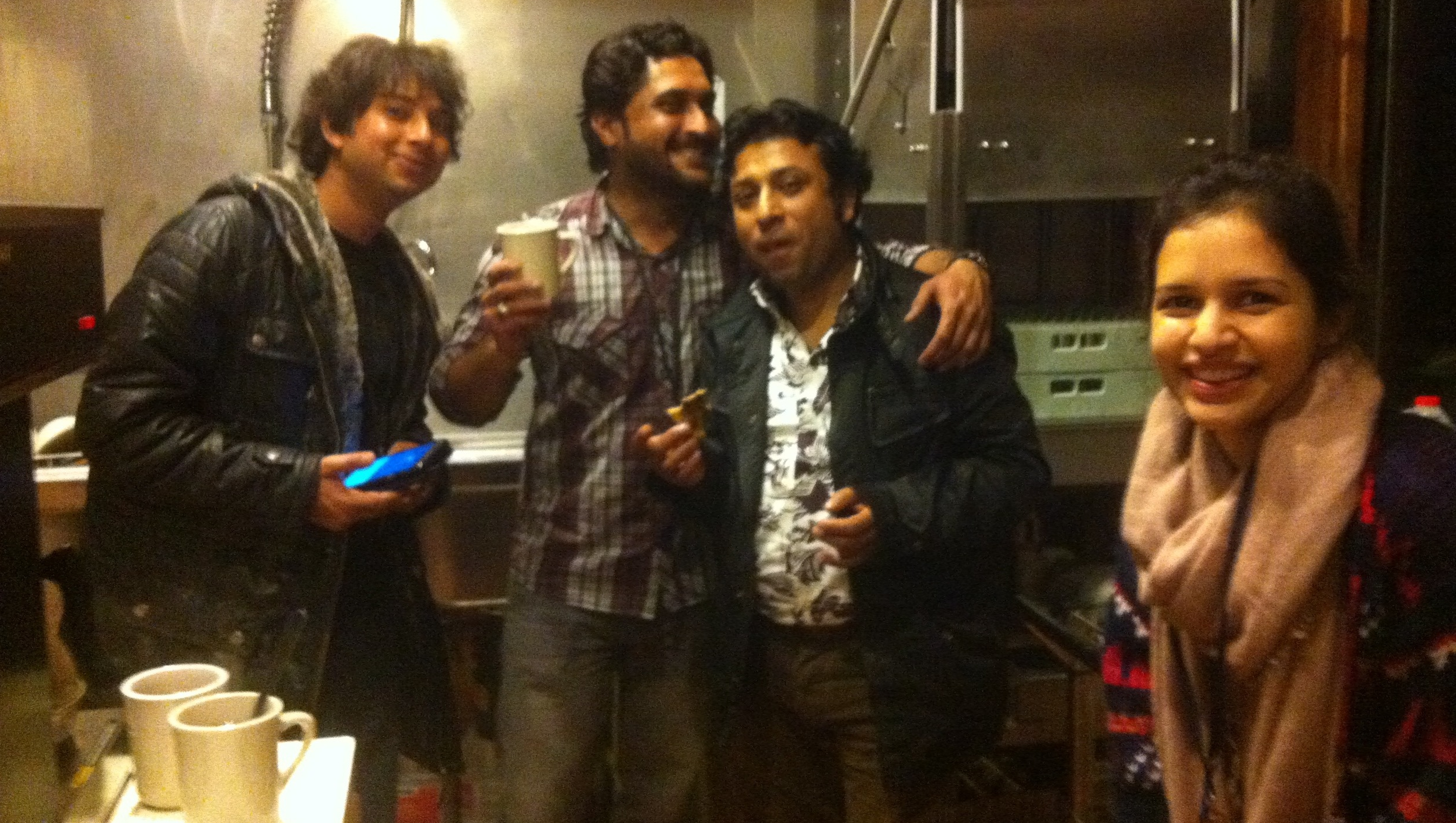 Sunny, Ali, Tanzeem, and Zee making cowboy coffee. Dosti Day 1, 1:00 am.