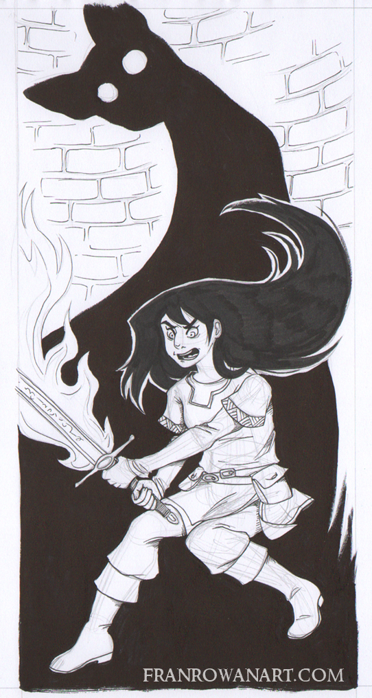 Rough unedited drawing of a scene I had in my head involving Alencia rescuing Theolyn from a tower/dungeon he was captured in, where his life is truly at risk. I wanted to show her anger and wrathful feelings overcoming her.