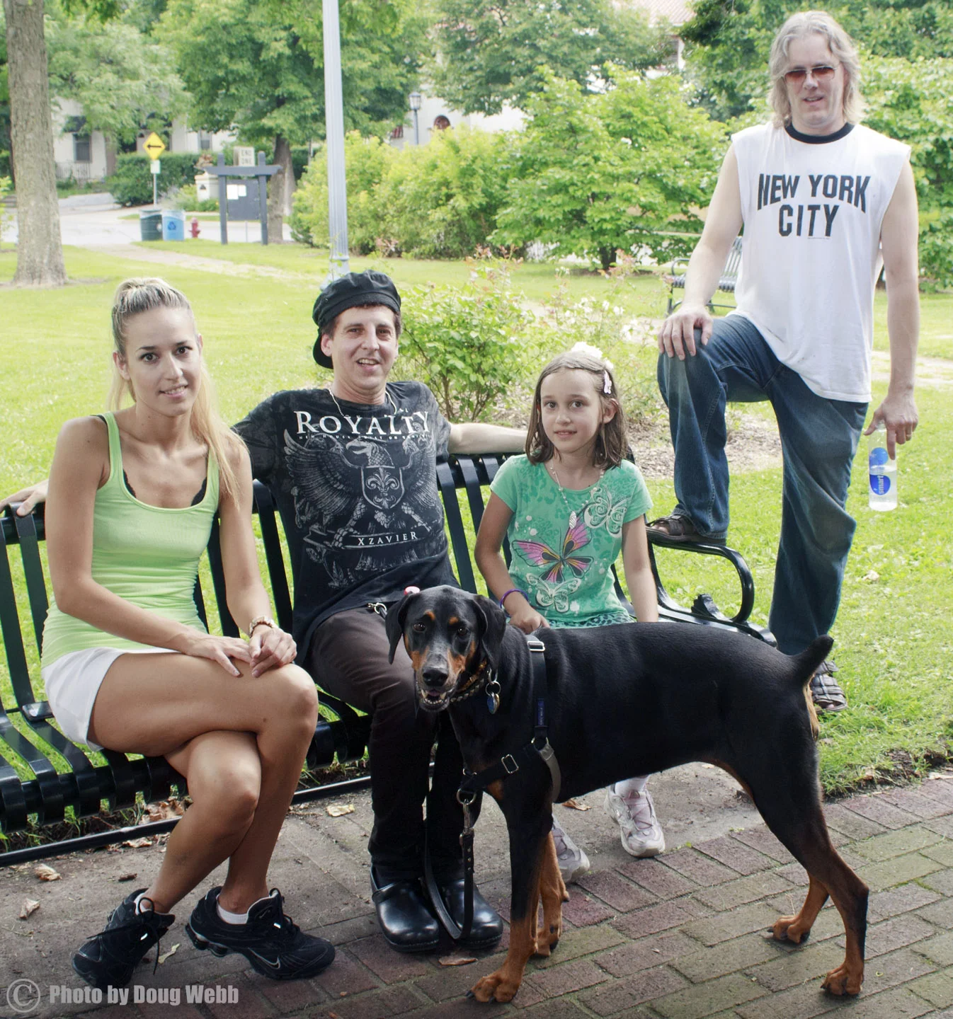 The dog trots freely in the street / Liza Ree, Magic Marc, Ruby, Johanna Ree and Tom Siler / Thomas Lowry Park / Minneapolis, Minnesota / July 27, 2011