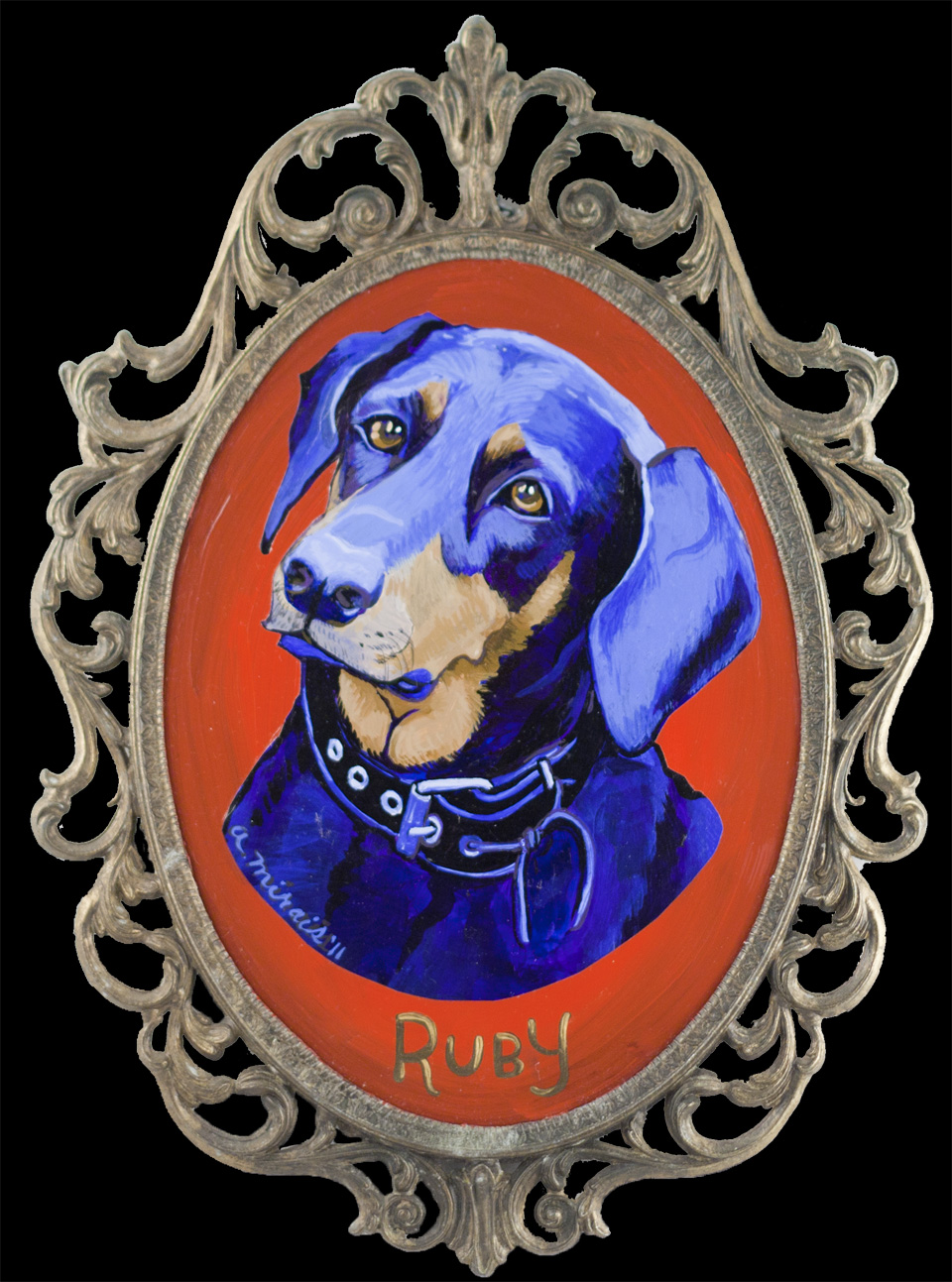  Ruby / July 6, 2011 / 7 x 9 Acrylic Painting on Mirror by Alberta Mirais 