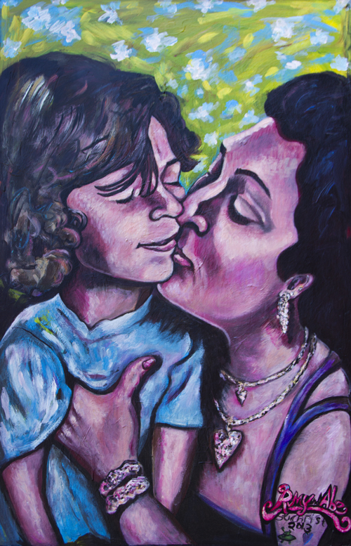 Romy and Abe / February 14th, 2013 / 33 x 49 Acrylic Painting on Wood by Gretchen Seichrist