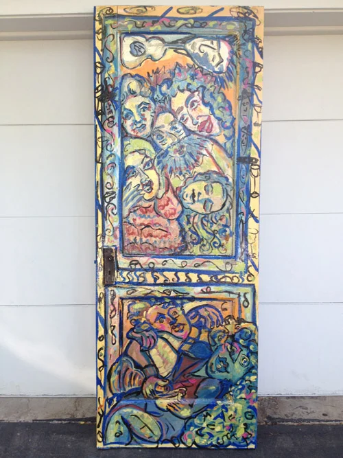 The Rolling Broken Hearted Gardener Table / August 29th, 2012 / 30 x 80 Acrylic Painting on Wood by Gretchen Seichrist