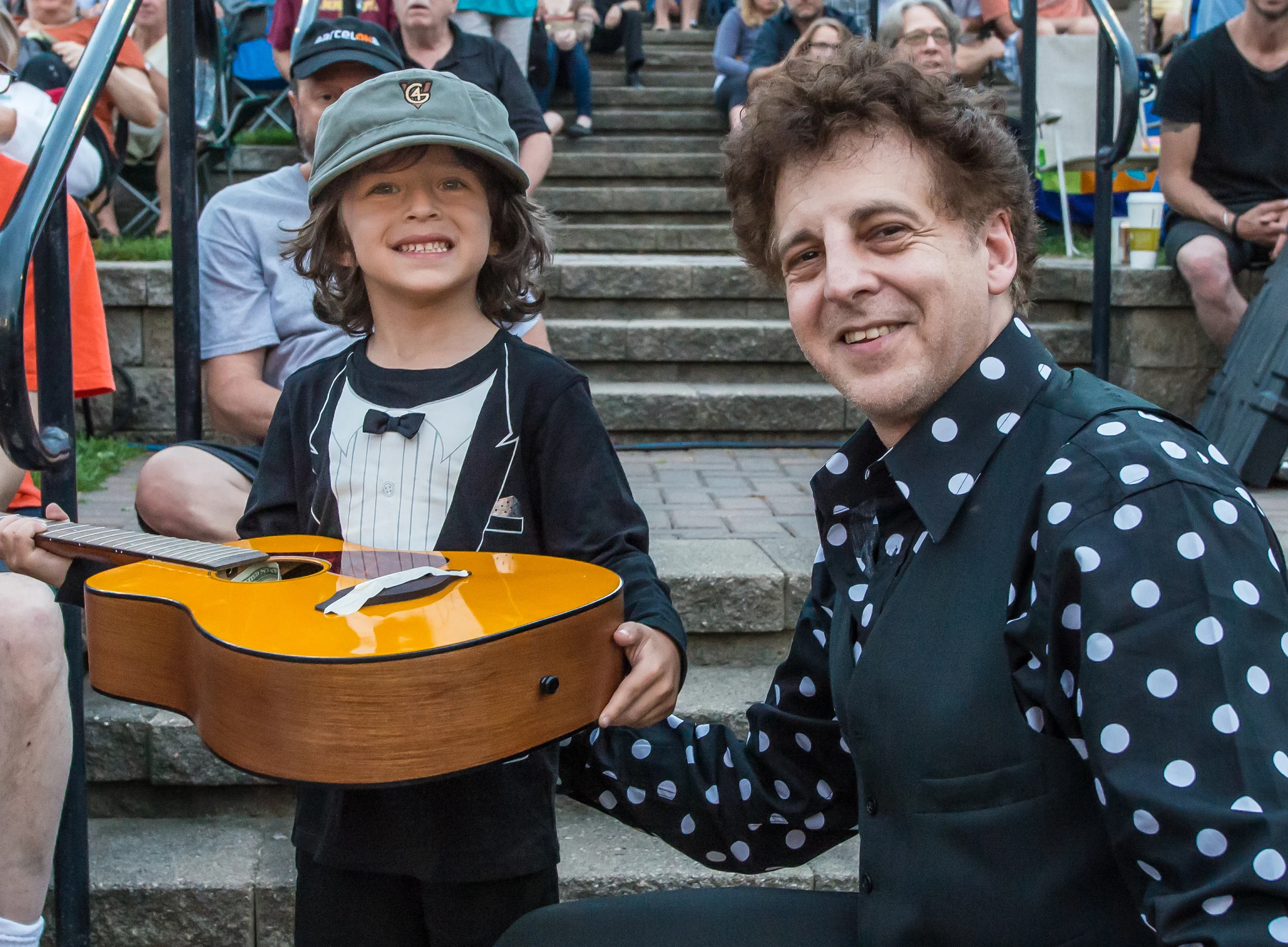 Abe Percansky-Segal and Magic Marc / Salute to the Music of Bob Dylan / The Veterans' Memorial Wolfe Park Amphitheater / St. Louis Park, Minnesota / August 9th, 2014 / Photo by Don Olson