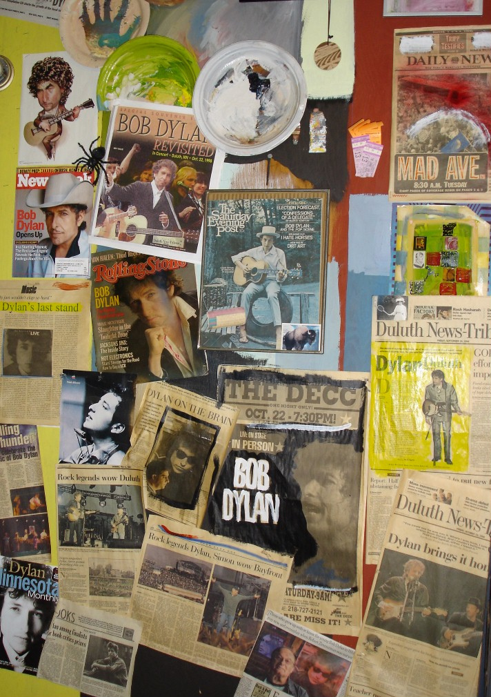 Miscellaneous Dylan memorabilia shot is from a wall in Ed Newman's garage and courtesy of Zane Bail 