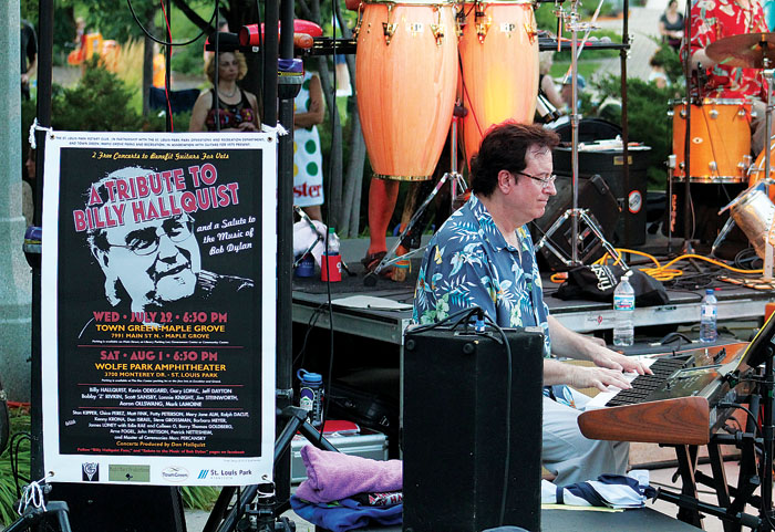  Keyboardist Matt Fink, known as Doctor Fink when he performed with Prince and The Revolution, plays a Bob Dylan tune during a tribute to Billy Hallquist, longtime organizer of the “Salute to the Music of Bob Dylan” annual concerts at the Aug. 1 even