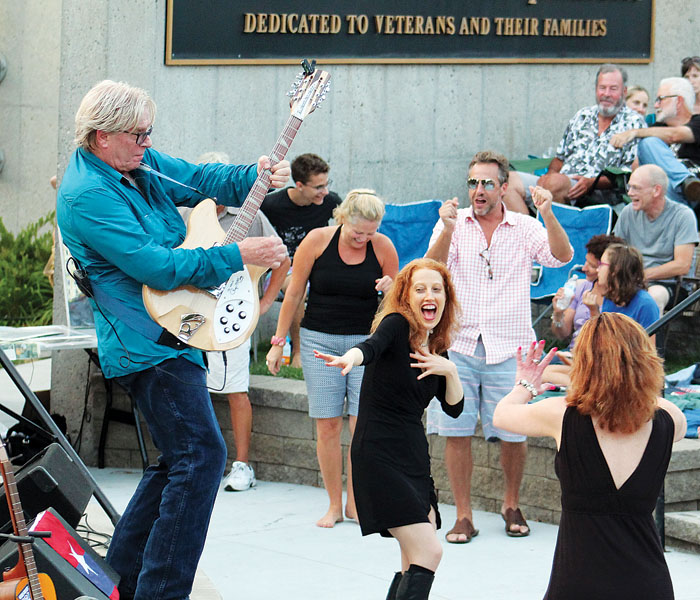  Kevin Odegard, who played with Bob Dylan on the 1974 album “Blood on the Tracks,” rocks out to a Dylan tune at the annual “Salute to the Music of Bob Dylan” Aug. 1 at Veterans’ Memorial Amphitheater in St. Louis Park. The event doubles as a fundrais