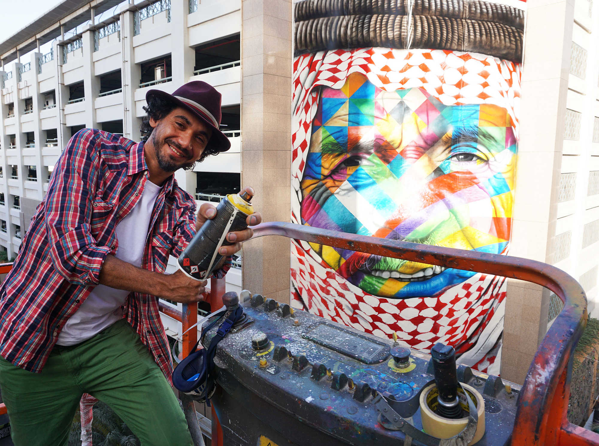 Brazilian artist Kobra at work on a mural