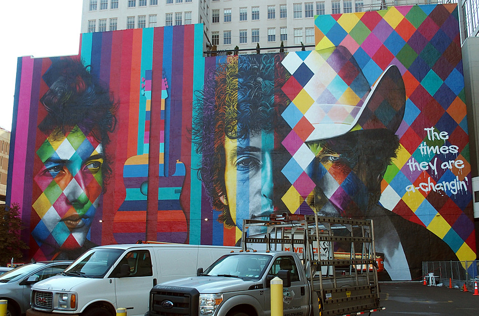 The finished mural of Bob Dylan, Sept. 8, 2015.
