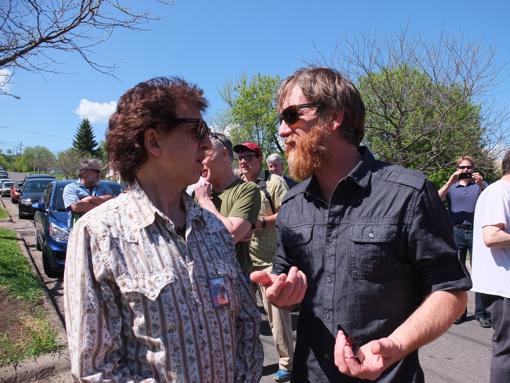  Bob Dylan's First Home Marker Unveiling Ceremony / Magic Marc and Brad Nelson / 519 North 3rd Avenue East / Duluth, Minnesota / May 24th, 2016 / Photo by Kathleen 
