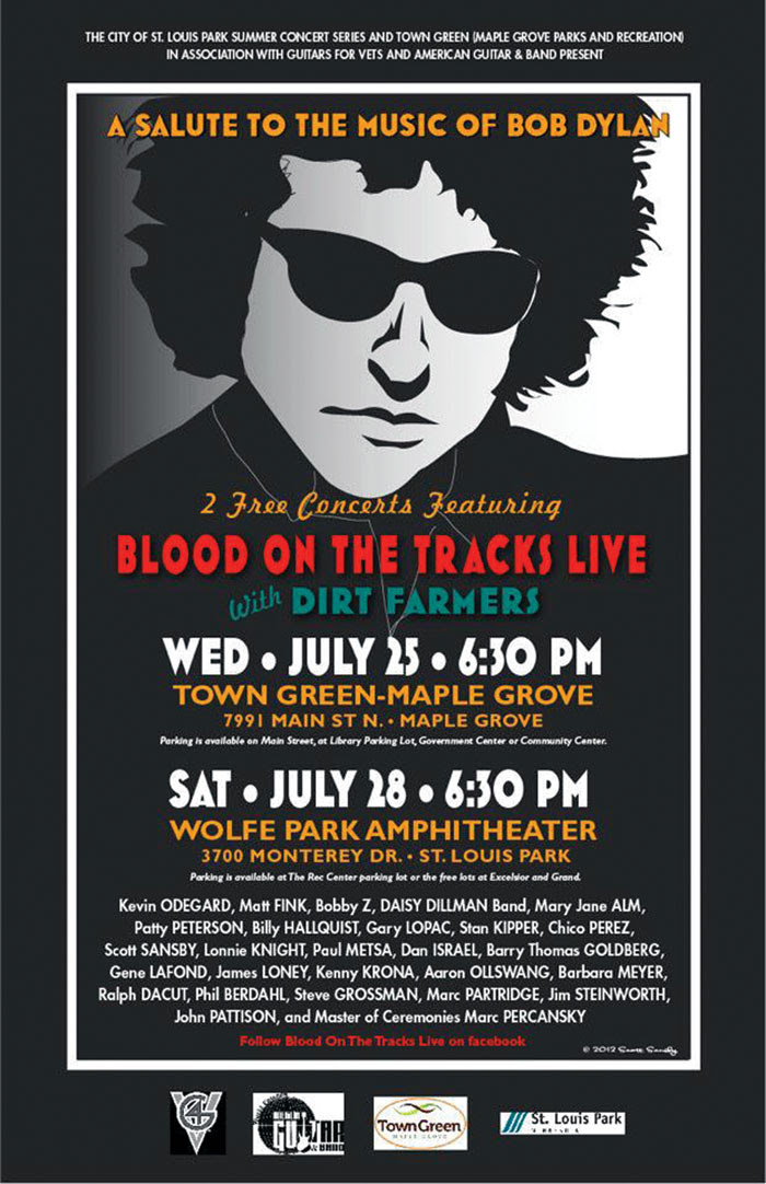  A poster for the 2012 Salute to the Music of Bob Dylan announces performances in St. Louis Park and Maple Grove. (Submitted art) 