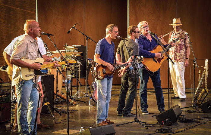 From left to right, Jeff Dayton, Gary Lopac, Dan Hallquist and Kevin Odegard and Steve Clarke perform July 20 at the Town Green in Maple Grove. (Submitted photo courtesy of Neil Schloner) 