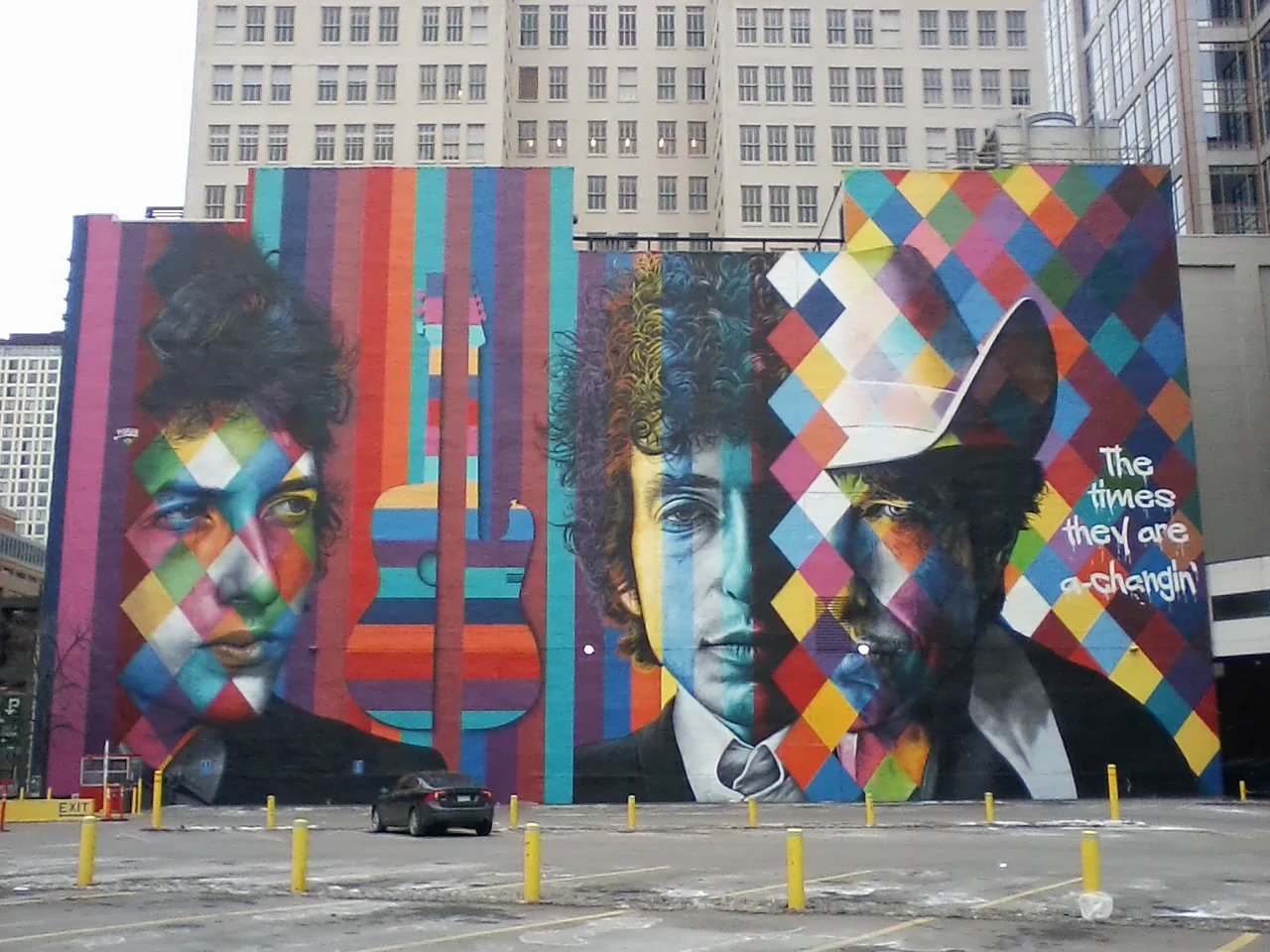 Bob Dylan Mural by Eduardo Kobra / The 15 Building / 15 South 5th Street at Hennepin Avenue / Minneapolis, Minnesota / December 24th, 2017 / Photo by Marc Percansky