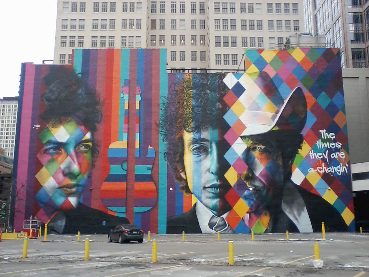 Bob Dylan Mural by Eduardo Kobra / The 15 Building / 15 South 5th Street at Hennepin Avenue / Minneapolis, Minnesota / December 24th, 2017 / Photo by Marc Percansky