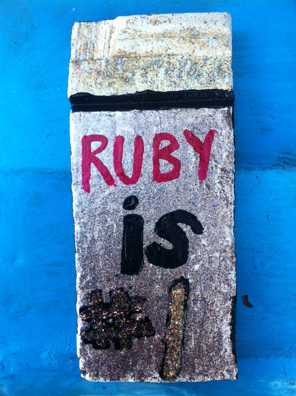  RUBY is #1 / December 16th, 2018 / 5 x 11 Acrylic Painting on Wood by Melanie Ree 