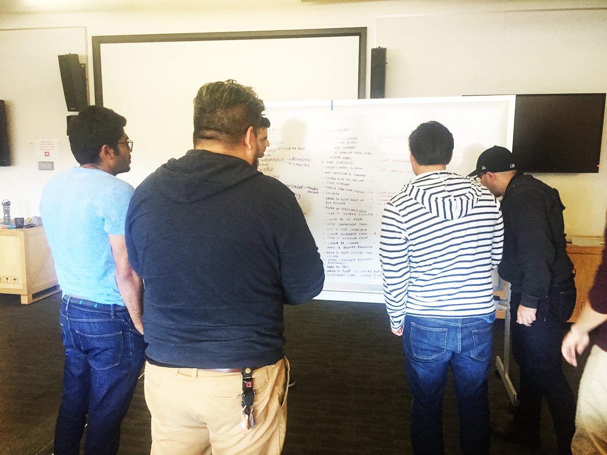 One of the Design Challenge sessions I have led with a cross discipline teams. Participants list out criteria and the challenges they may face then they reframe it from a user's perspective. As Associate Experience Design Director its my job to evangelize user centric design principles.