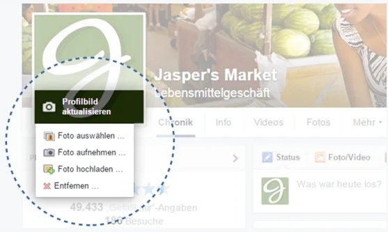 Profilbild für Facebook-Fanpage aktualisieren (Quelle: Facebook für Unternehmen)