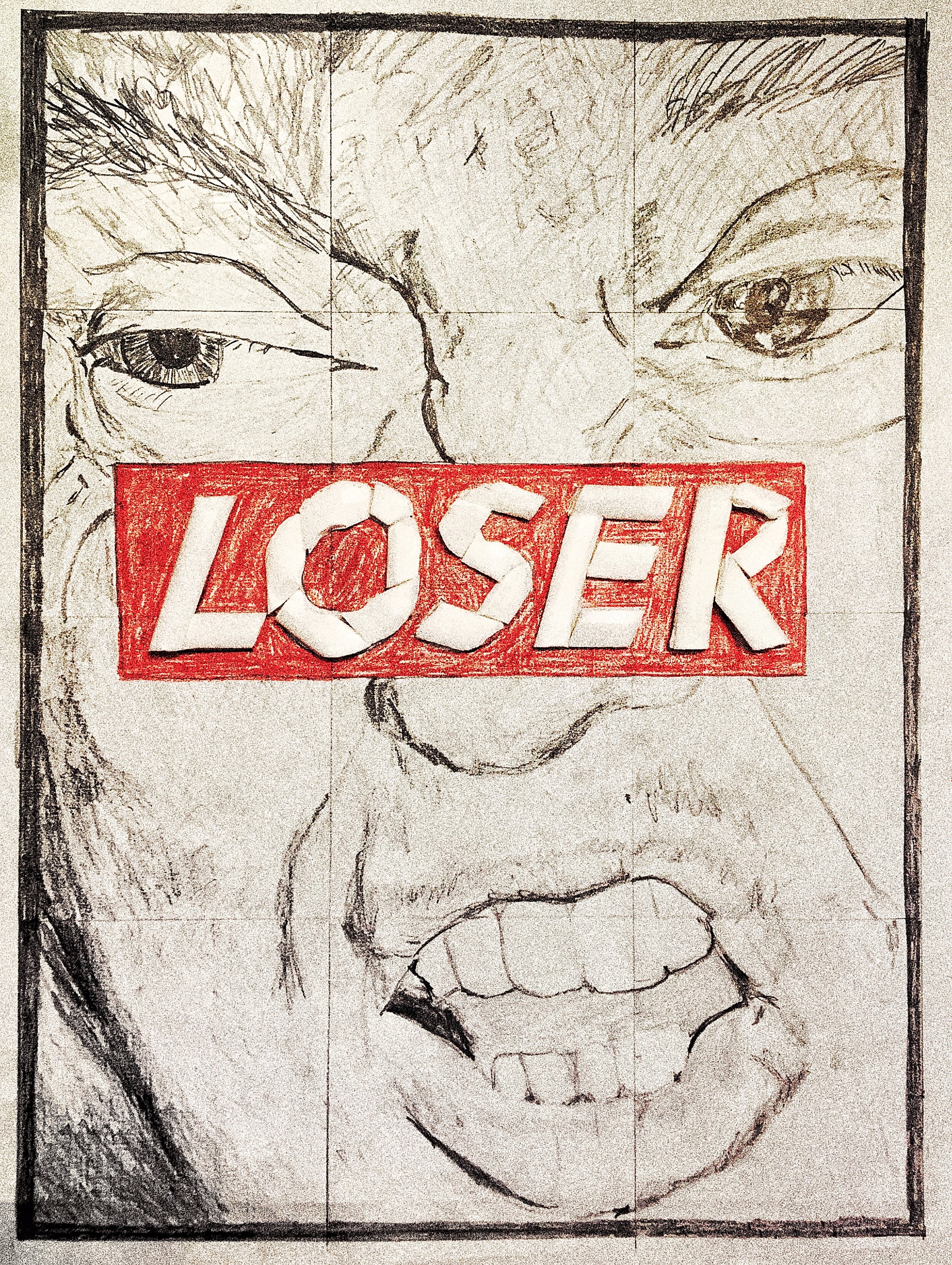  Loser for Rolls and Tubes by Jenny Sampson, Drawing by Jenny Sampson, 2020 / after Barbara Kruger’s for New York Magazine, 