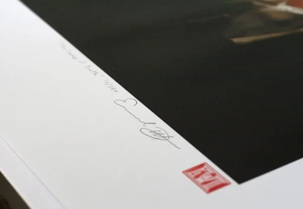 Each reproduction is signed by the artist and numbered within the edition. A signature stamp is included for authenticity. The size of the image is approximately as listed. A generous paper border surrounds the image allowing for easy mounting within a matte and frame.