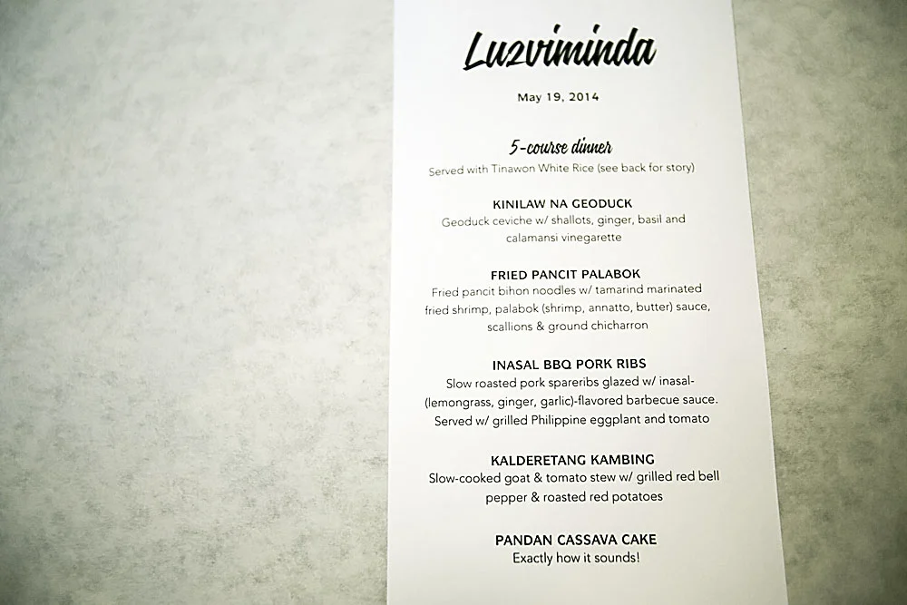 Luzviminda menu. Photo: Suzi Pratt