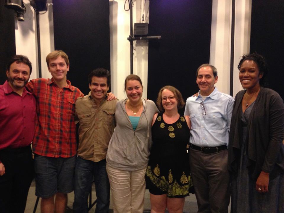 The director, playwright, and cast of Burning .