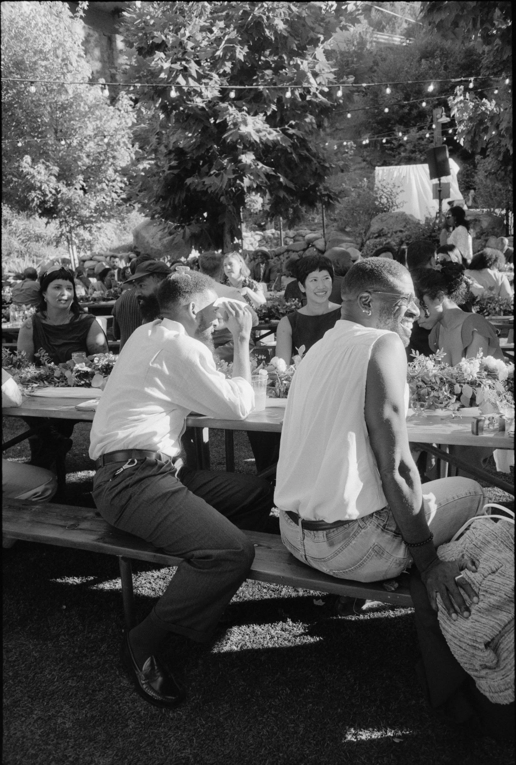 Present and engaged wedding guests at a Northern California wedding, photographed by Amira Maxwell.
