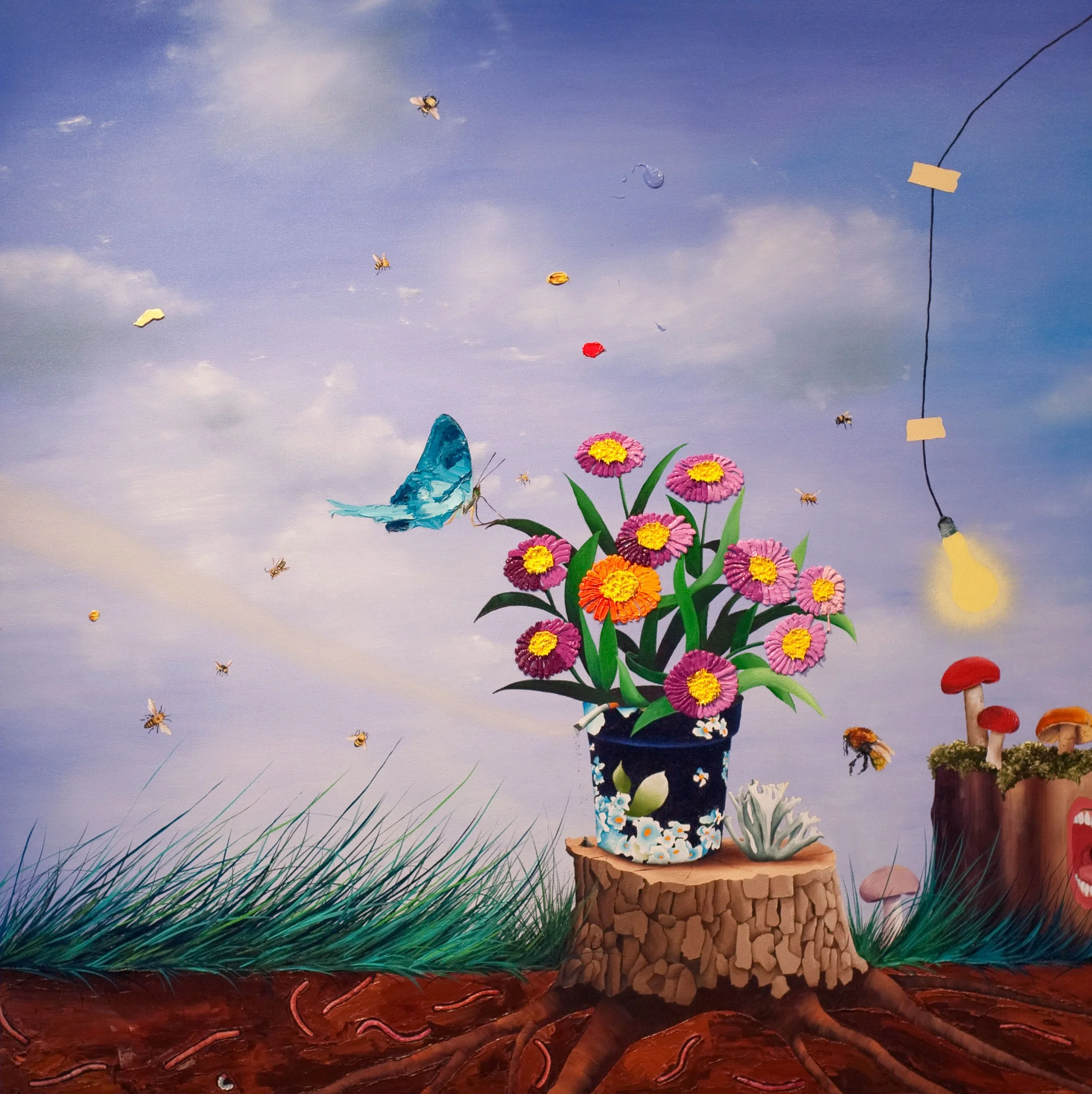 lines, maps and 15 years of posting letters down the street oil on canvas 54 x 54 inches 2009