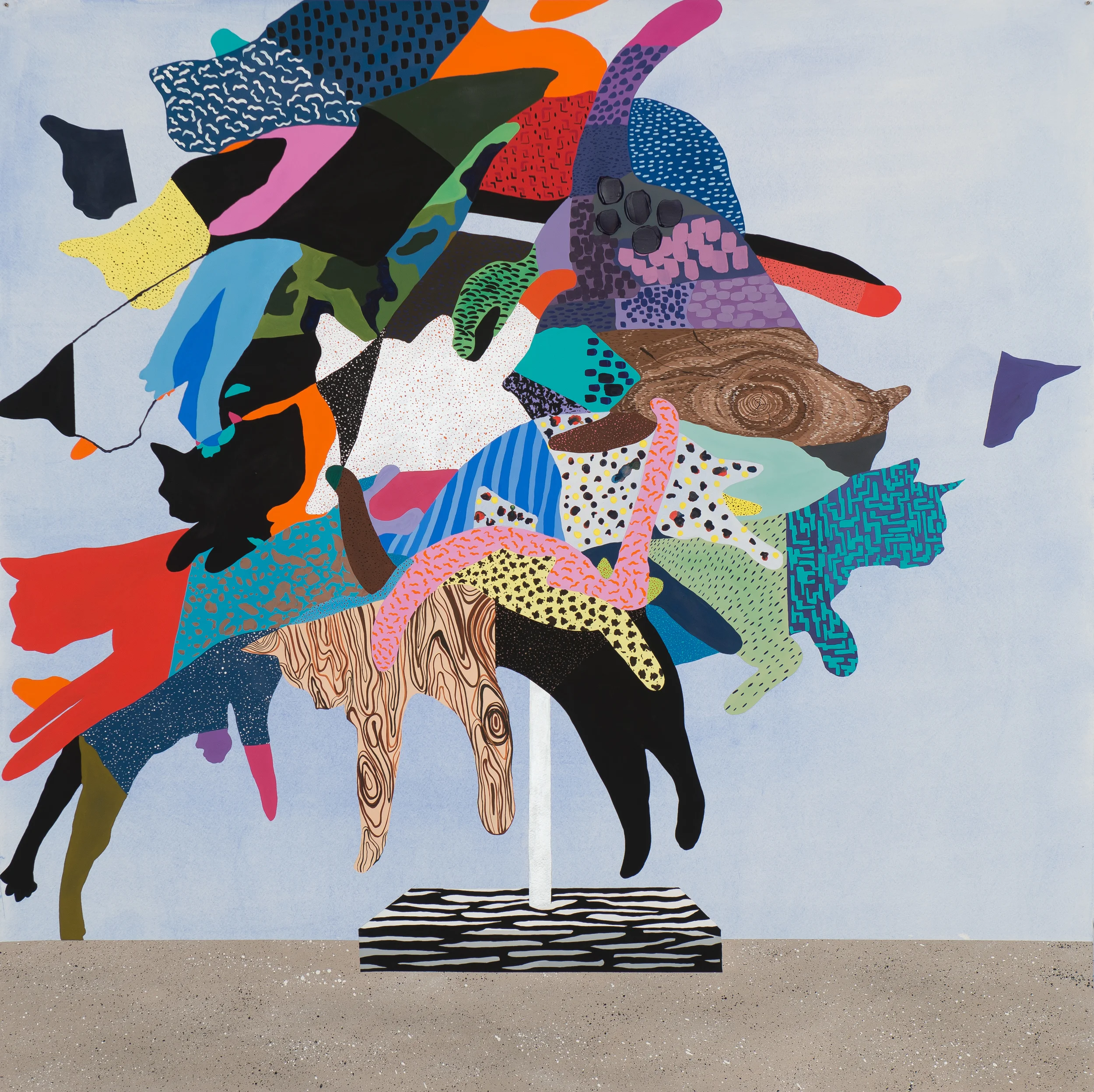 imaginary cat sculpture gouache and acrylic on paper 42 x 42 inches 2014