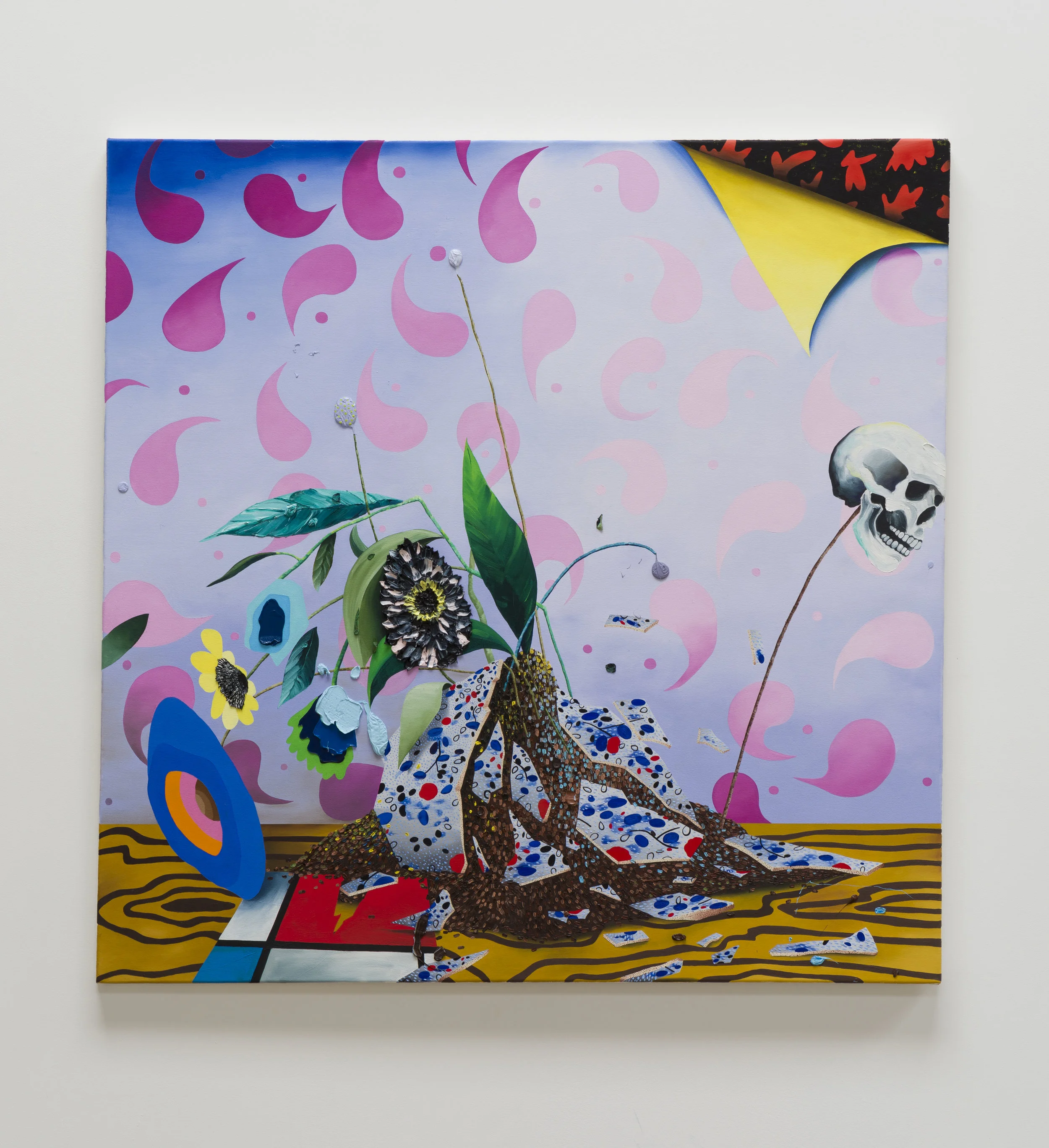mostly bones that bruise easily oil and acrylic on canvas 48 x 48 inches 2017