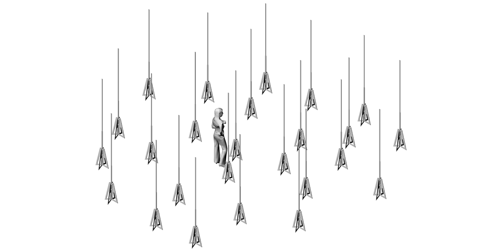 Image 2. Random or clustered arrangement of the 25 vertical light quills.