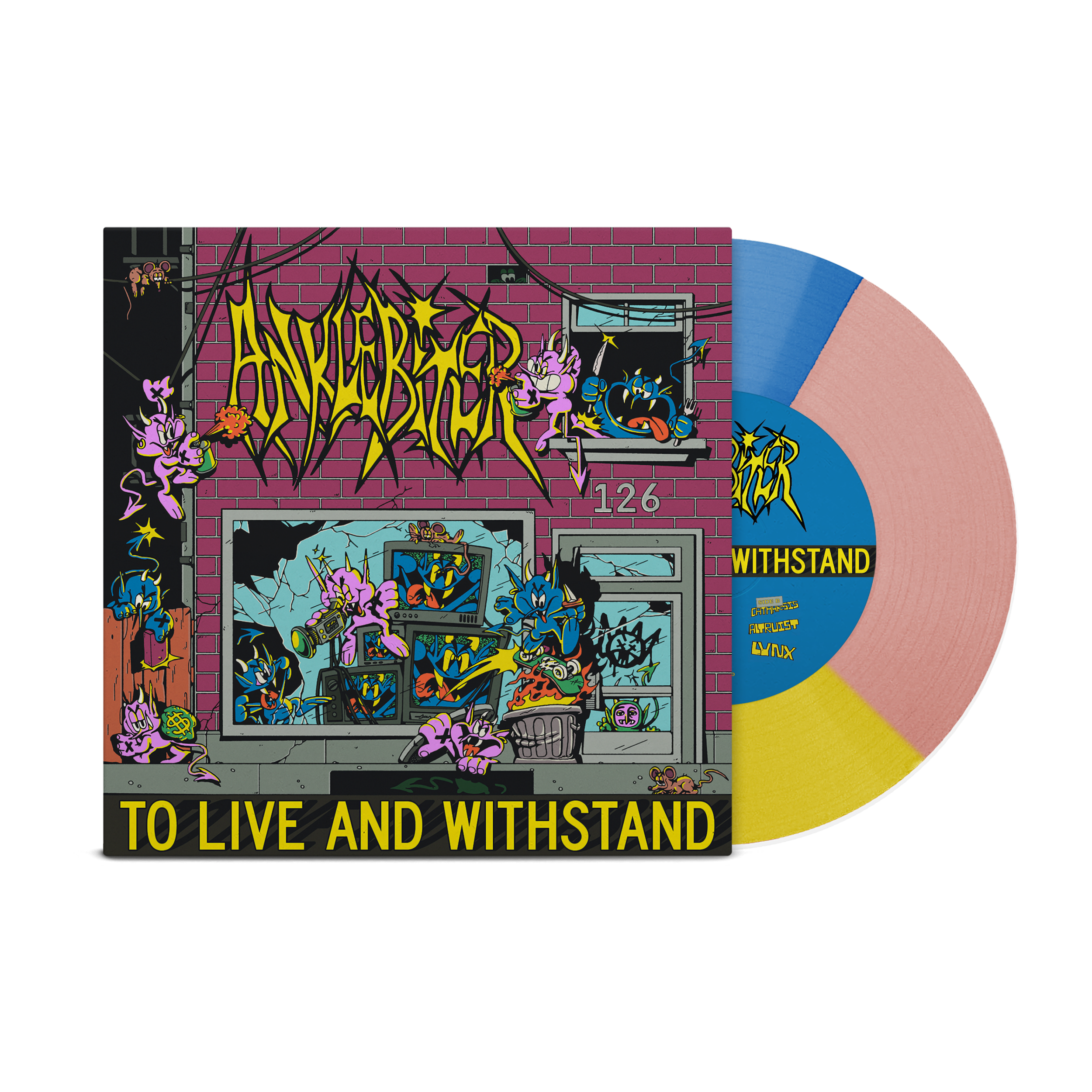 Anklebiter - To Live and Withstand - Vinyl - Yellow-Pink-Blue.png
