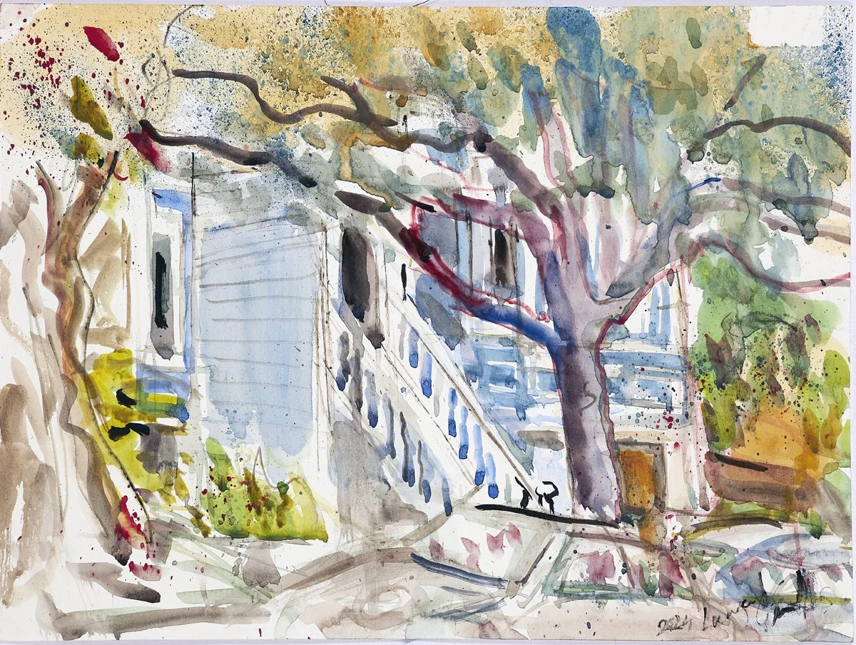 Victorian House between trees