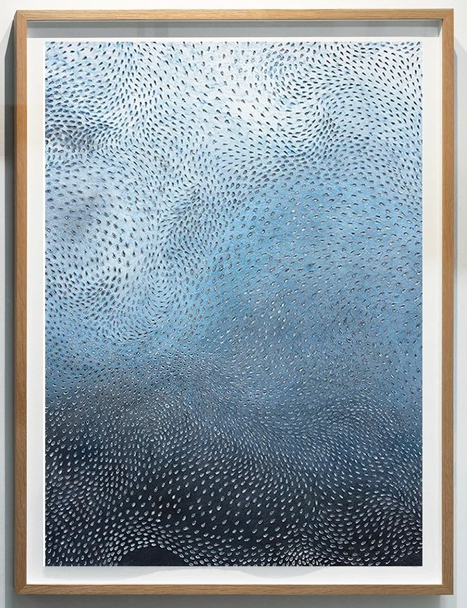 High Tide 2026 - Ink & graphite on torn, perforated paper 123x93cm, framed in American Oak