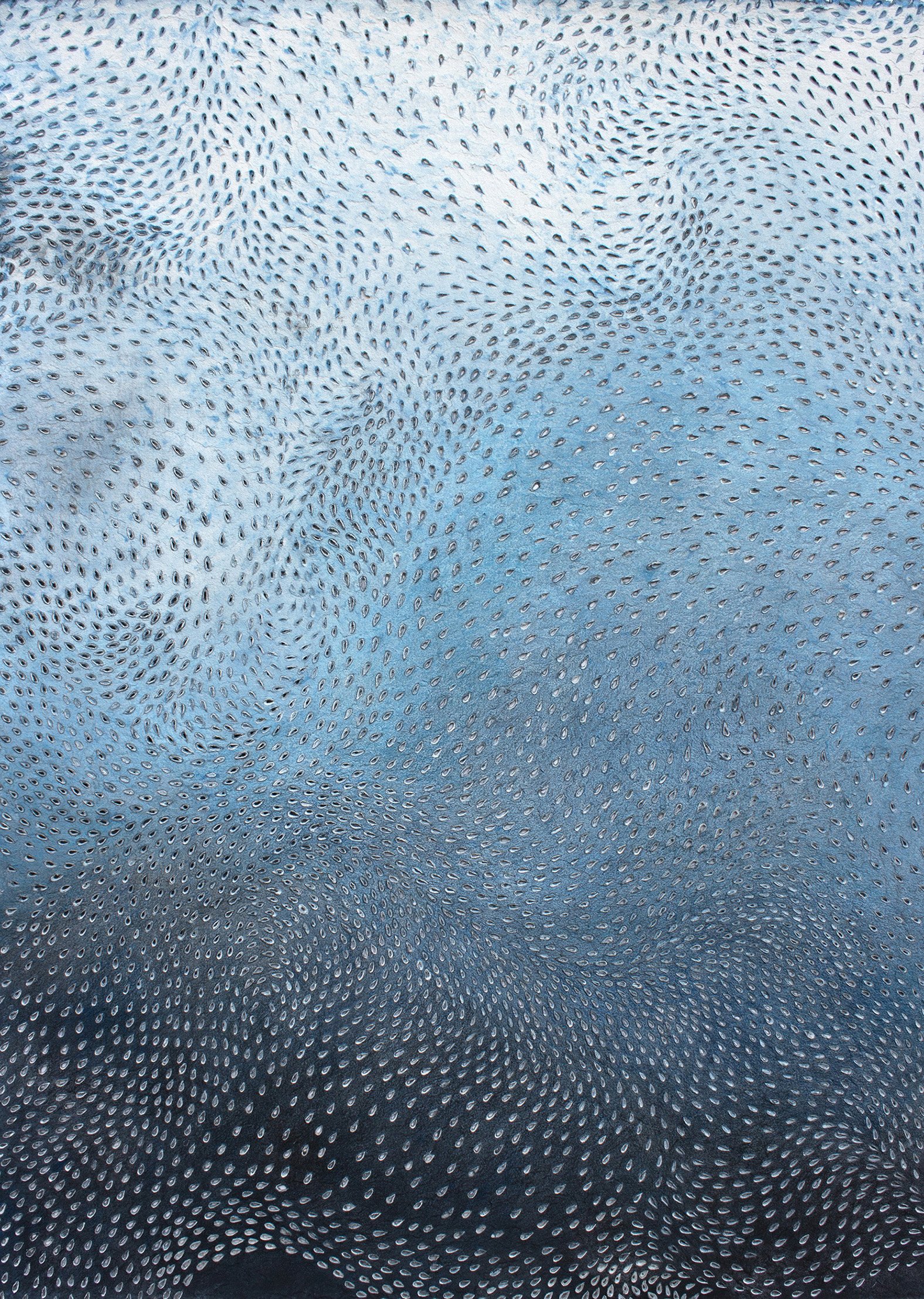 High Tide 2026 - ink & graphite on torn, perforated paper, 105x75cm, shortlisted Omnia Prize