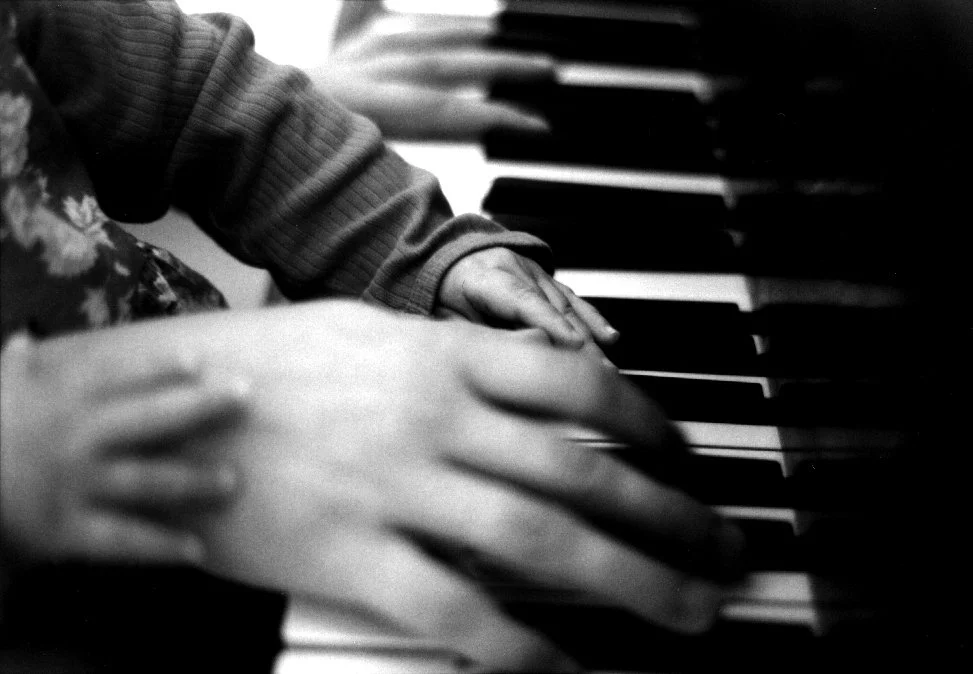 Father & daughter on Ebony & Ivory