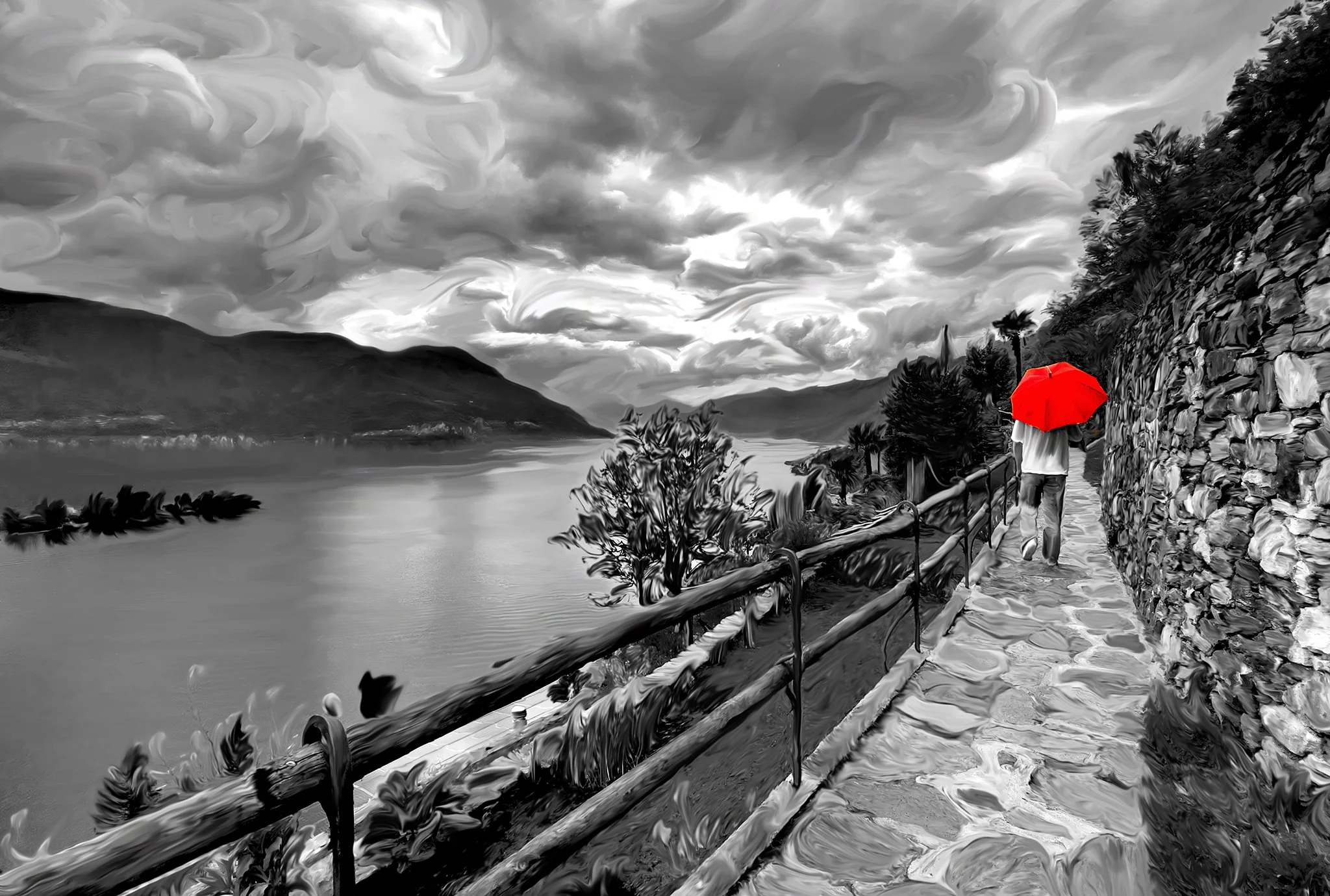The Red Umbrella | Loved (Photographic Painting)