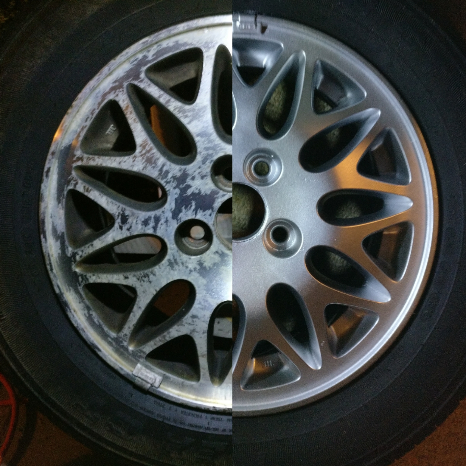A simple before/after shot of the wheels 