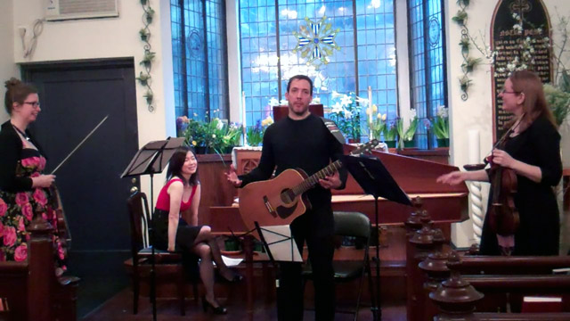April 12, 2015 concert. L-R: Marika Holmqvist, Nancy Kito, Rob Paravonian, Claire Smith.