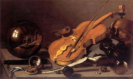 Pieter Claesz: Vanitas with Violin and Glass Ball (c. 1628)