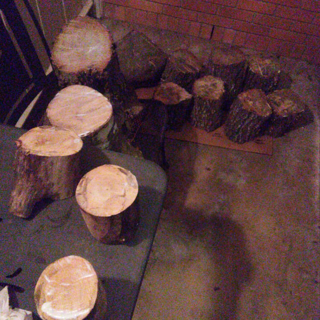 We're seasoning some recently cut logs of Holley and Chinese Tallow. Eventually we'll give them a spin on the lathe.