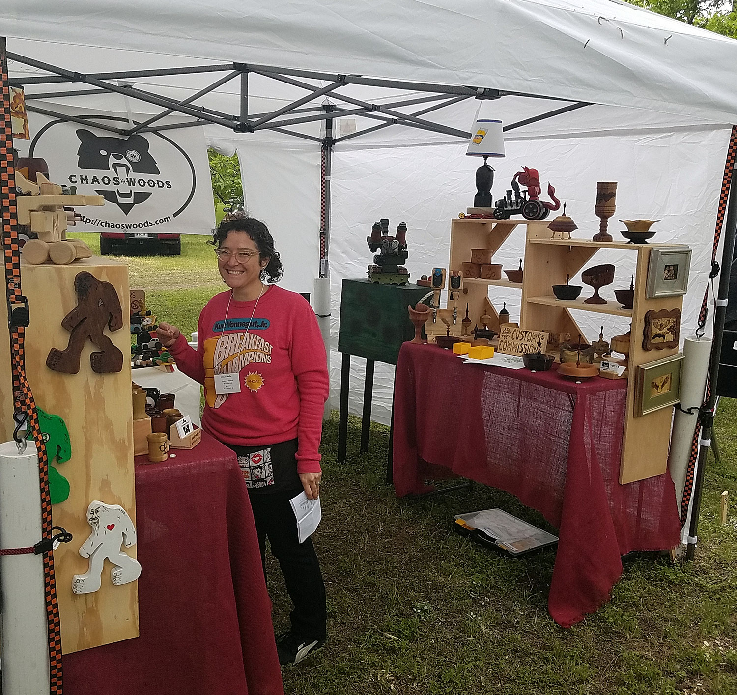 Setting up our art booth for the Wimberley Arts Fest !