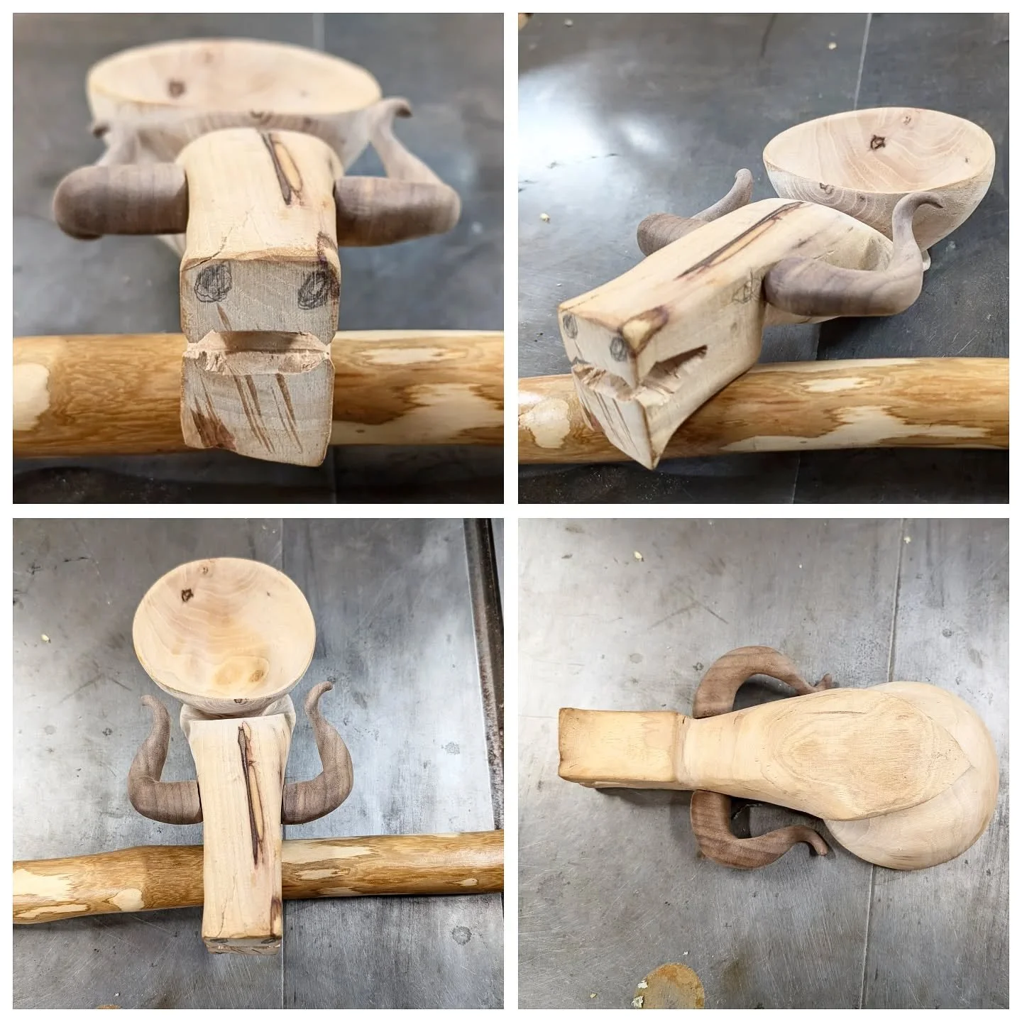 Finally adding horns to this dragon ladle, I carved out of pecan. Still a long way to go. 

#dragon #ladle #woodcarving #handmade #workwithyourhands