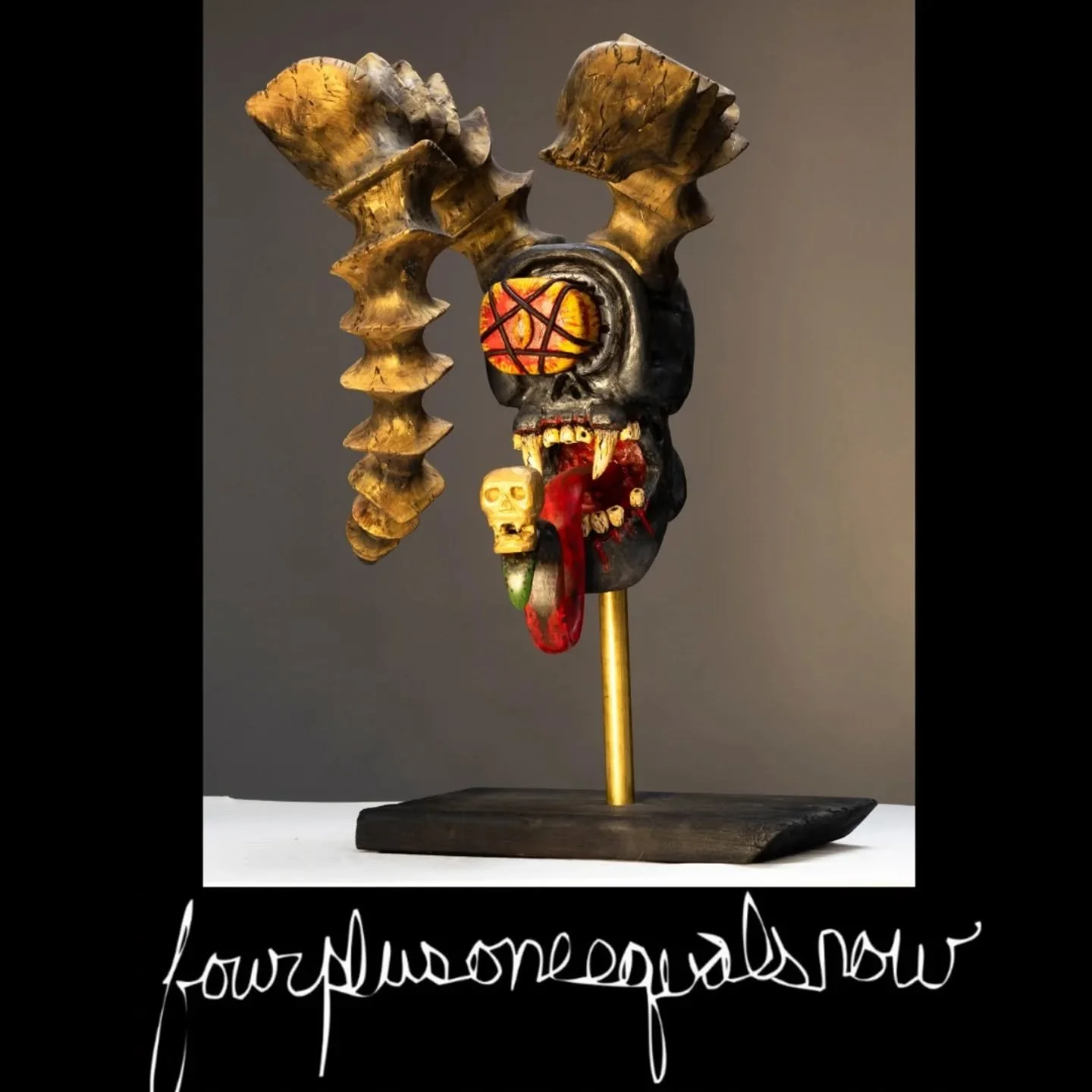 It's not too late to see our art show with @mount.dracula , @winwallaceart and @movetk  Visit @bfg.austin today from noon to 6pm or anytime until Nov. 1 by appointment!
You will get to see our  sculpture, The Eternal  Gold Reaper. His story is that