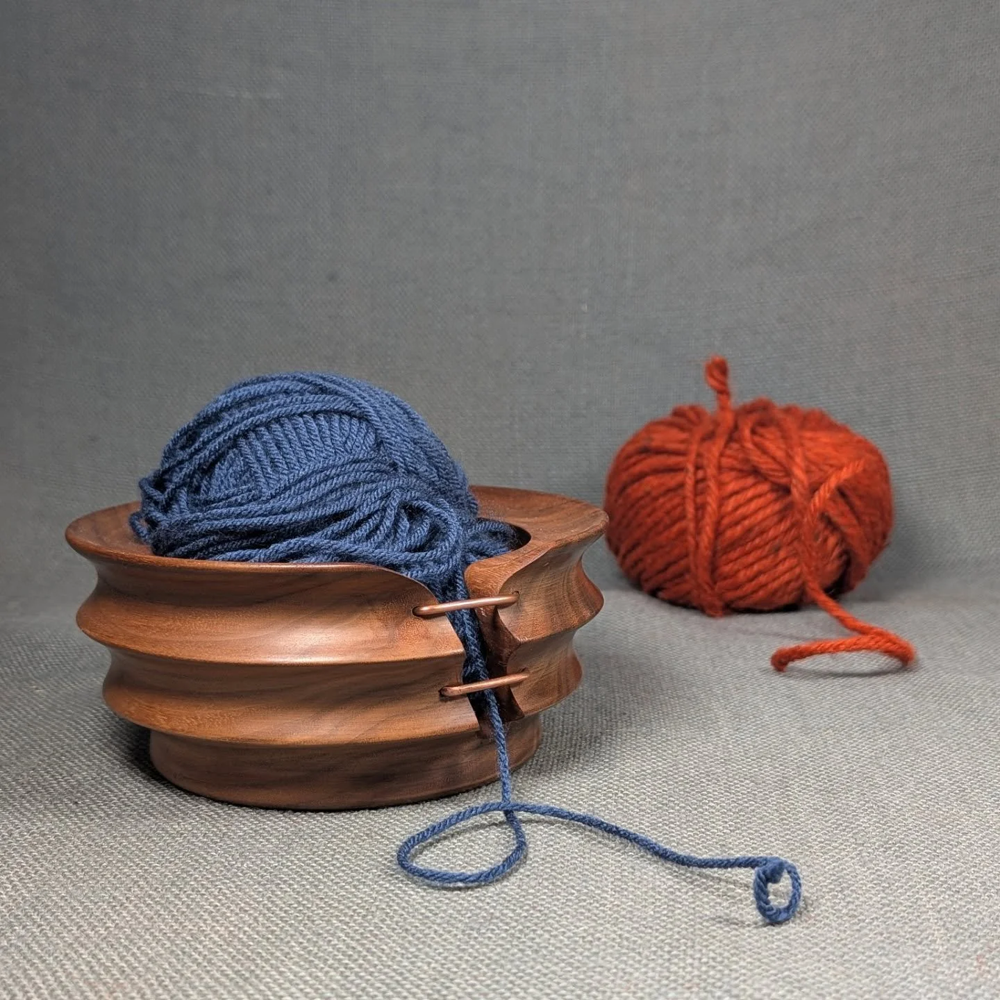 We haven't posted a lot of large turnings lately but this new design is pretty exciting! With copper stitching it could make a pretty nice yarn bowl. We took it up to the shop at Georgetown Art Center with a couple other large bowls, where we hope th